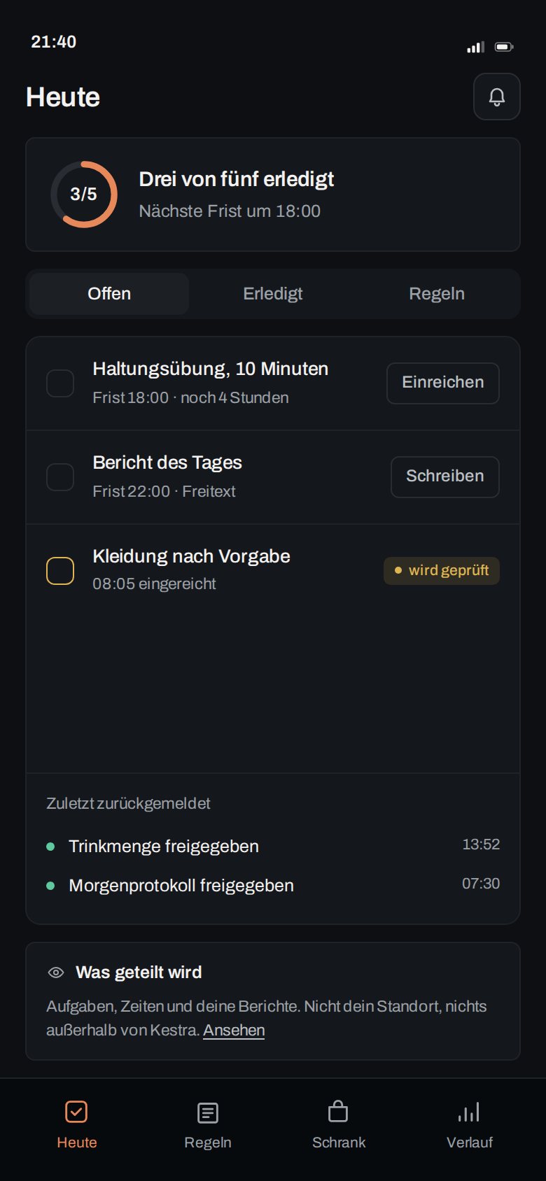Sub-Ansicht am Telefon.